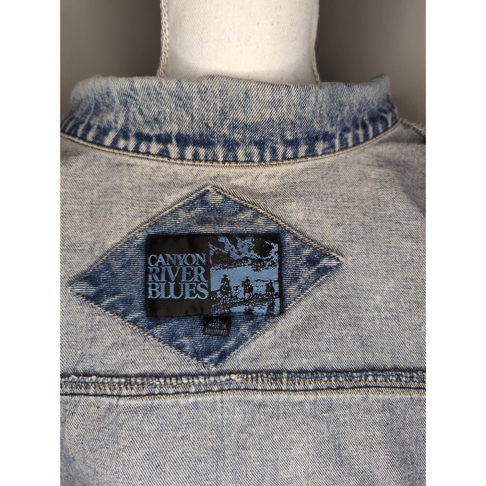 Vintage 90s Acid Wash Denim Trucker Jacket XL Distressed - Picture 7 of 8